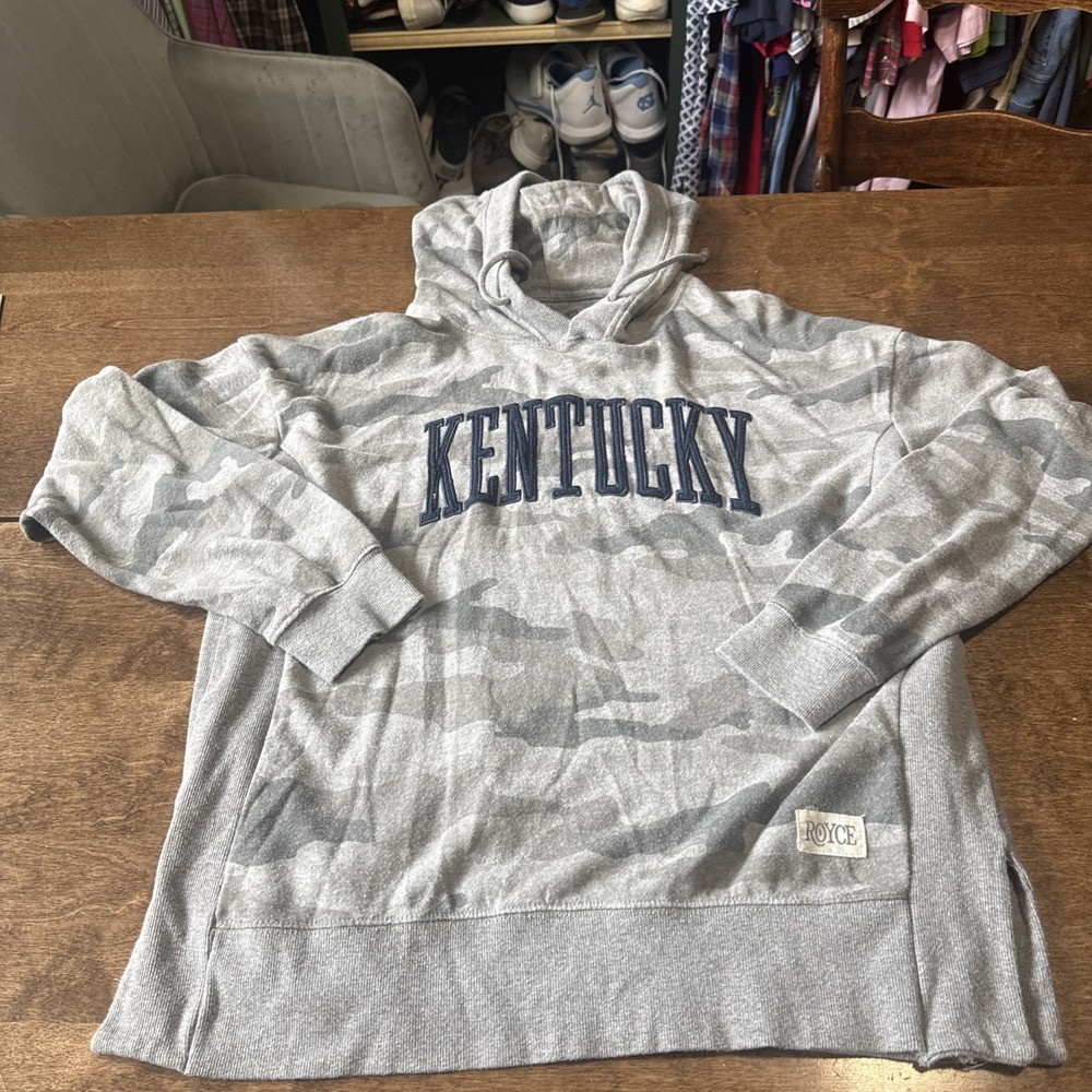 KENTUCKY Applique Md Royce Apparel Gray Camo Hoodie Urban Wildcats UK XL